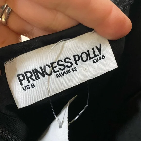 Princess Polly Fadyen Bias Cut Maxi Dress Black Size 8 NWT - Picture 7 of 7